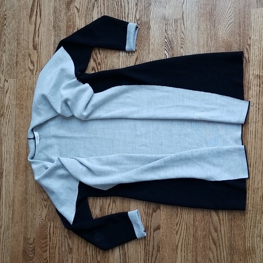 (PM) Calvin Klein Grey and Black Long Cardigan ❤ Wool Blend ❤ Comfy